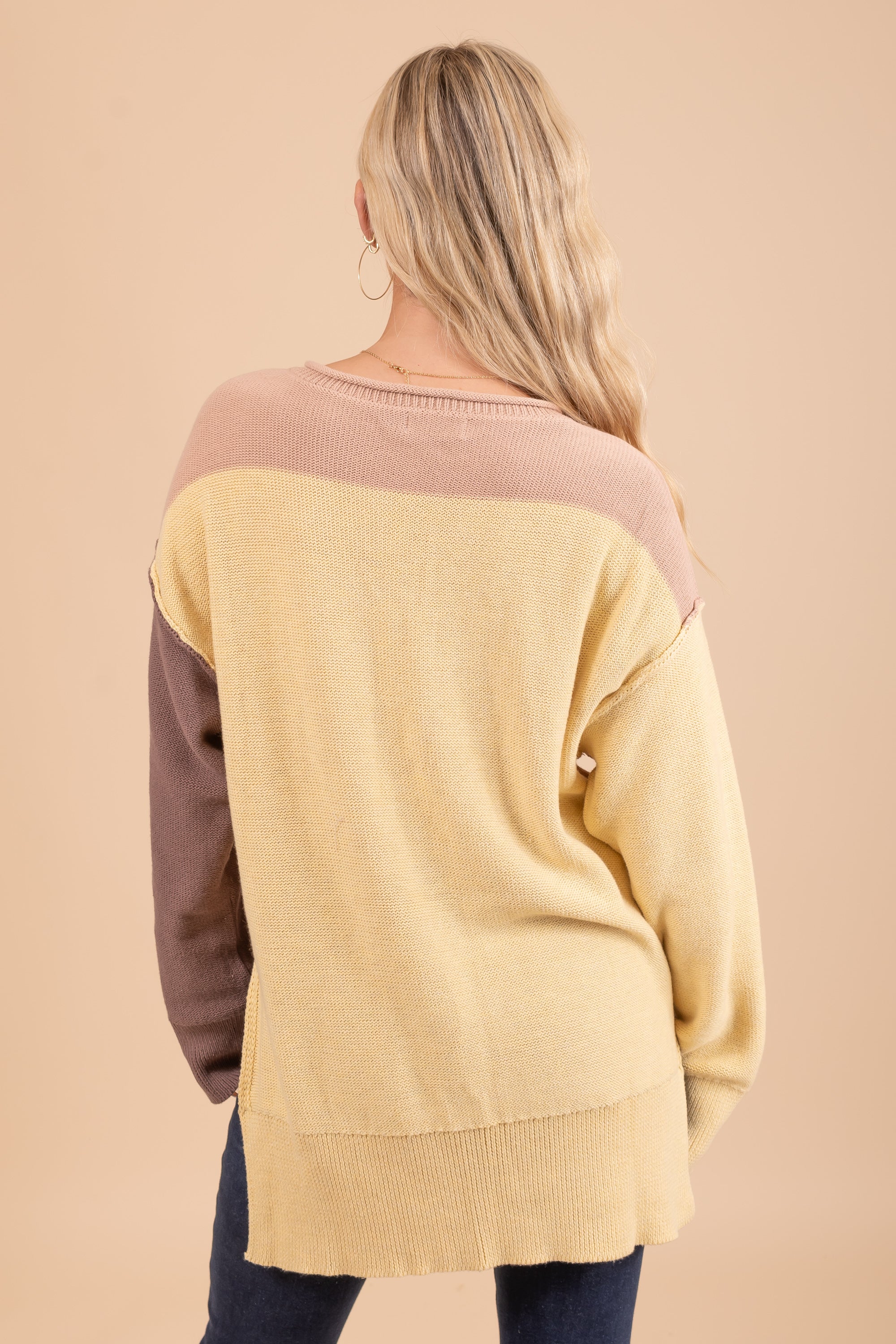Oversized Color Block  Sweater