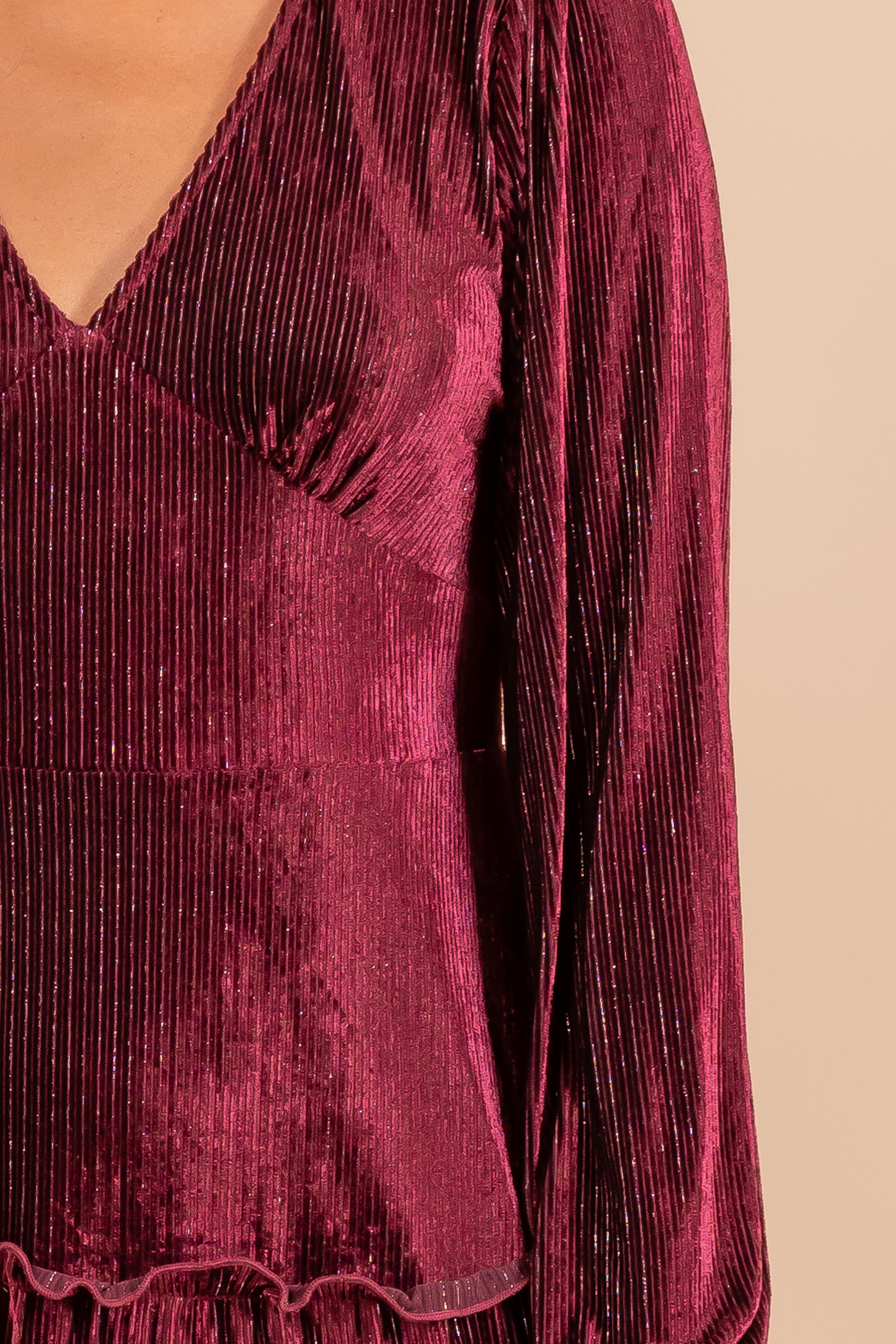 Deep V-neck Textured Velvet Holiday Mini Dress