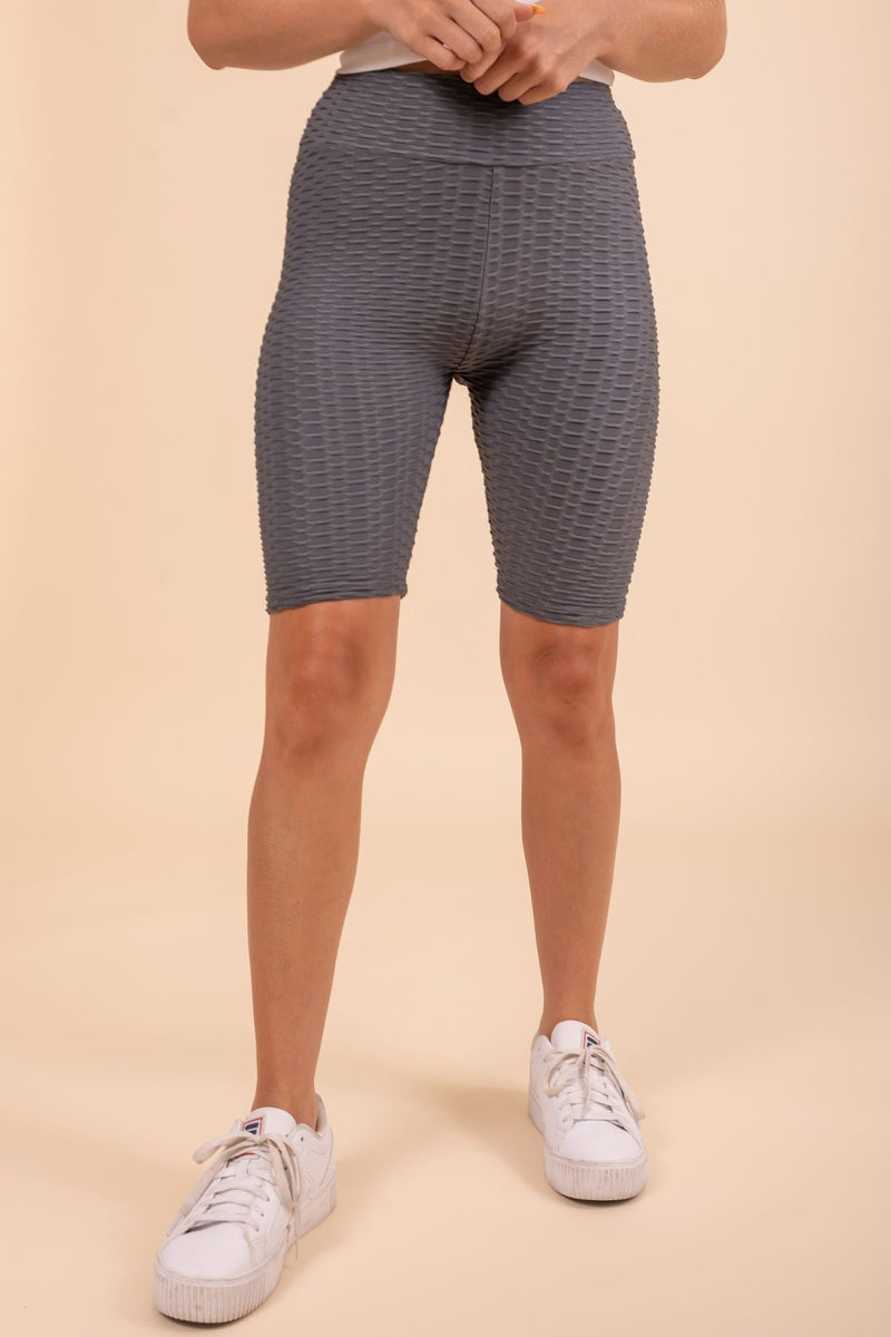Textured High Waisted Biker Shorts