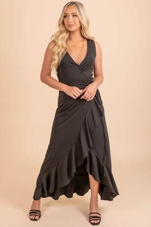 Creative Touch Maxi Wrap Dress - Black