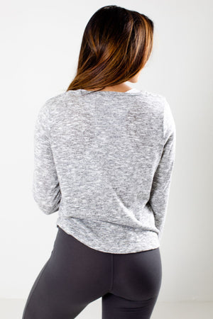 Women's Heather Gray Wrap Style Boutique Activewear Top
