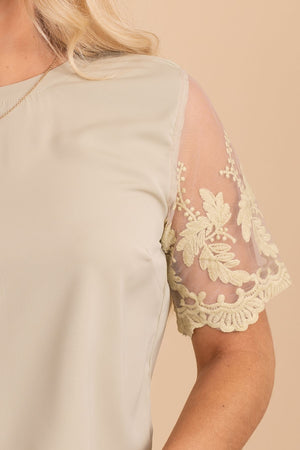Made You Blush Lace Sleeve Top