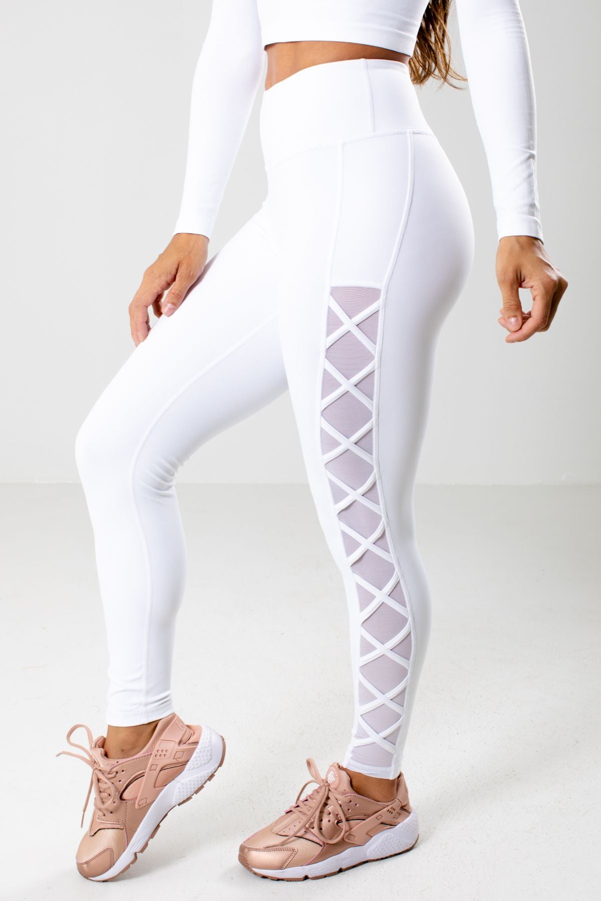 White High Waisted Boutique Activewear Leggings for Women