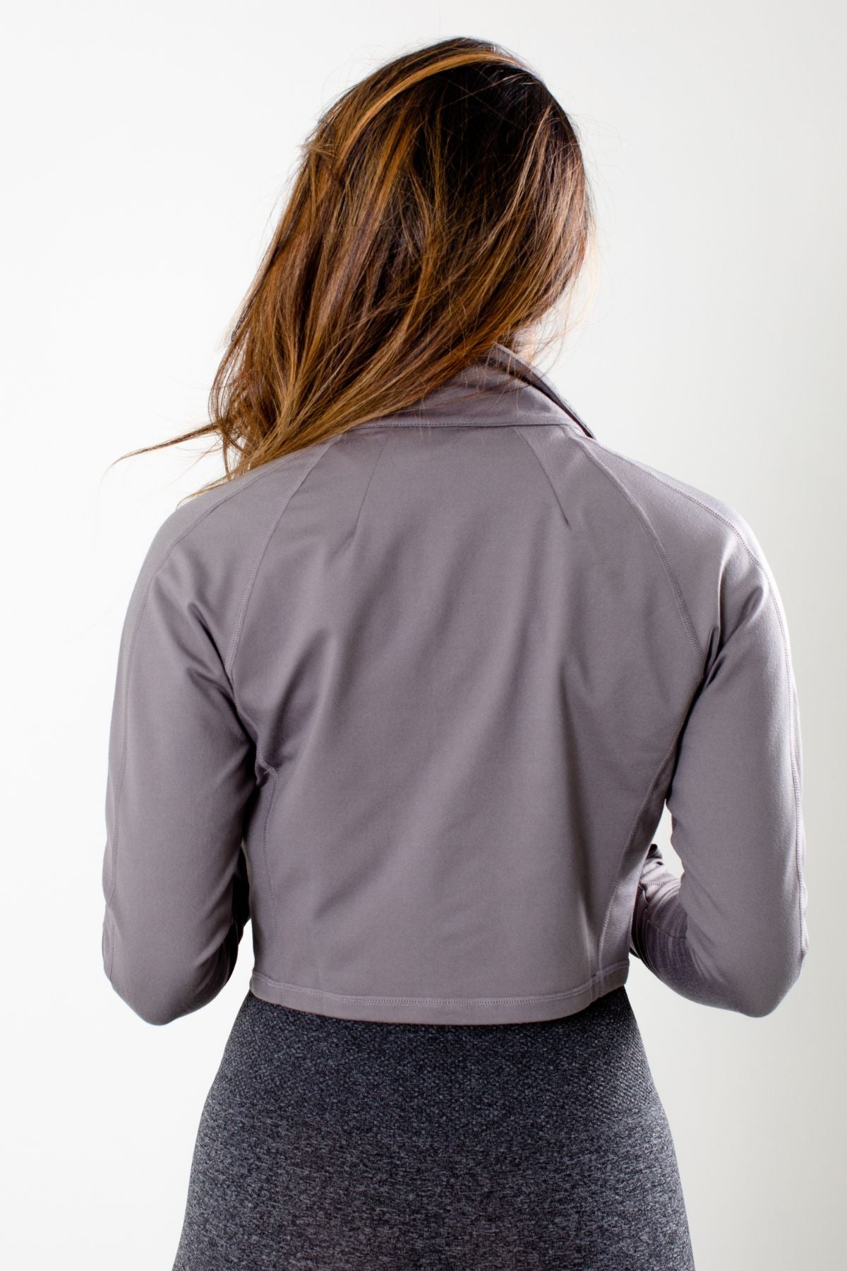 Women's Gray Zip-Up Boutique Activewear Jacket
