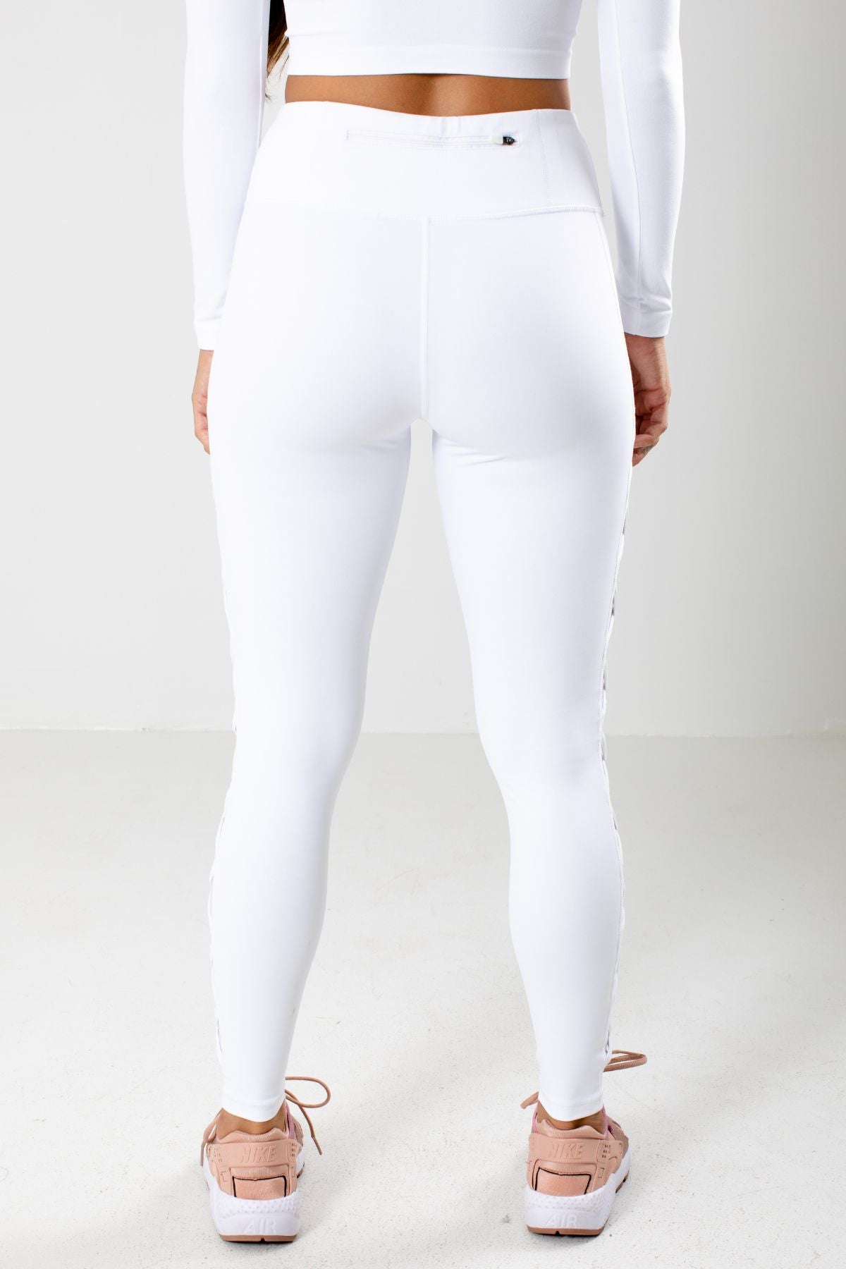 Women's White Lattice Detailed Boutique Activewear Leggings