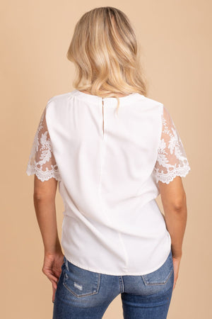 Made You Blush Lace Sleeve Top