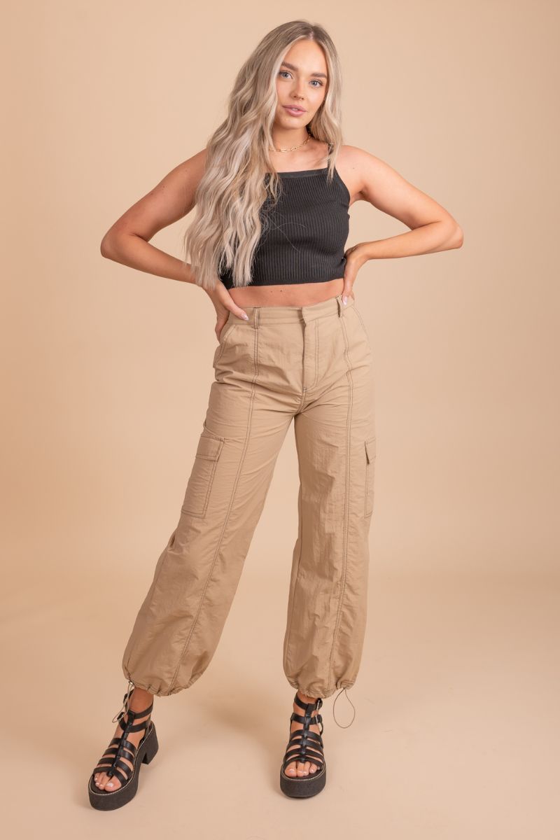 Mens Cotton Cargo Multi Pocket Pants With Drawstring - Brown – Reason  Clothing