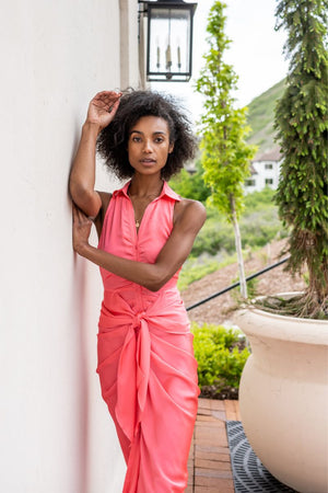Love Is A Game Knee-Length Dress - Coral