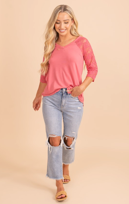Long Afternoon Lace Sleeve Top