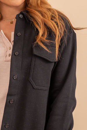 women's black button up jacket