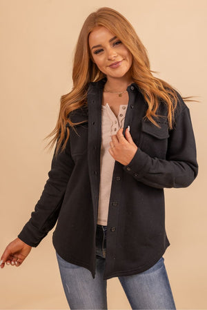black button up long sleeve jacket