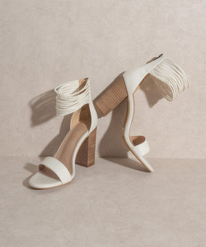 White Heel with thick block heel