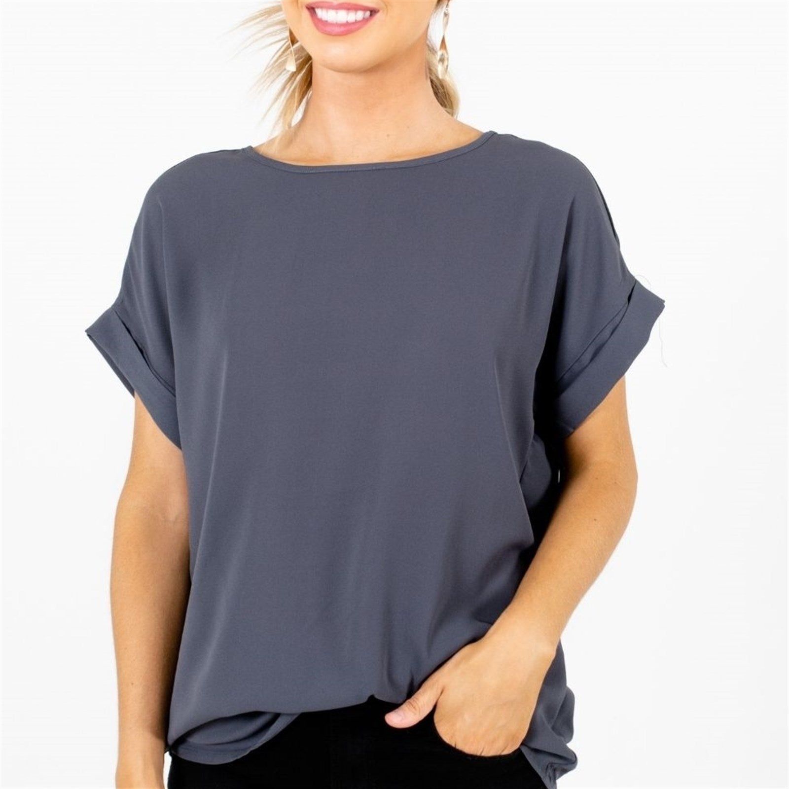 Navy Blue Chiffon Top