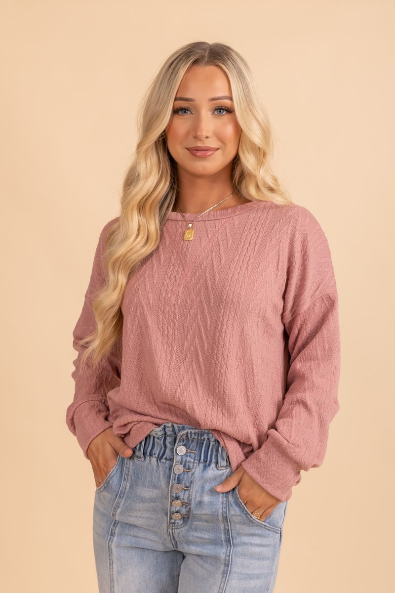 pink long sleeve sweater