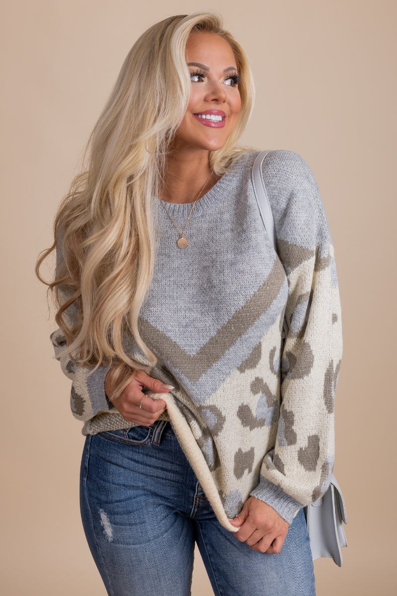 women's boutique leopard print sweater for fall