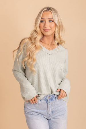 mint long sleeve knit top