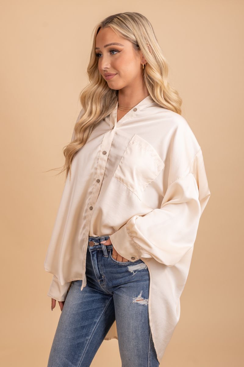 Long sleeve button up oversized top 