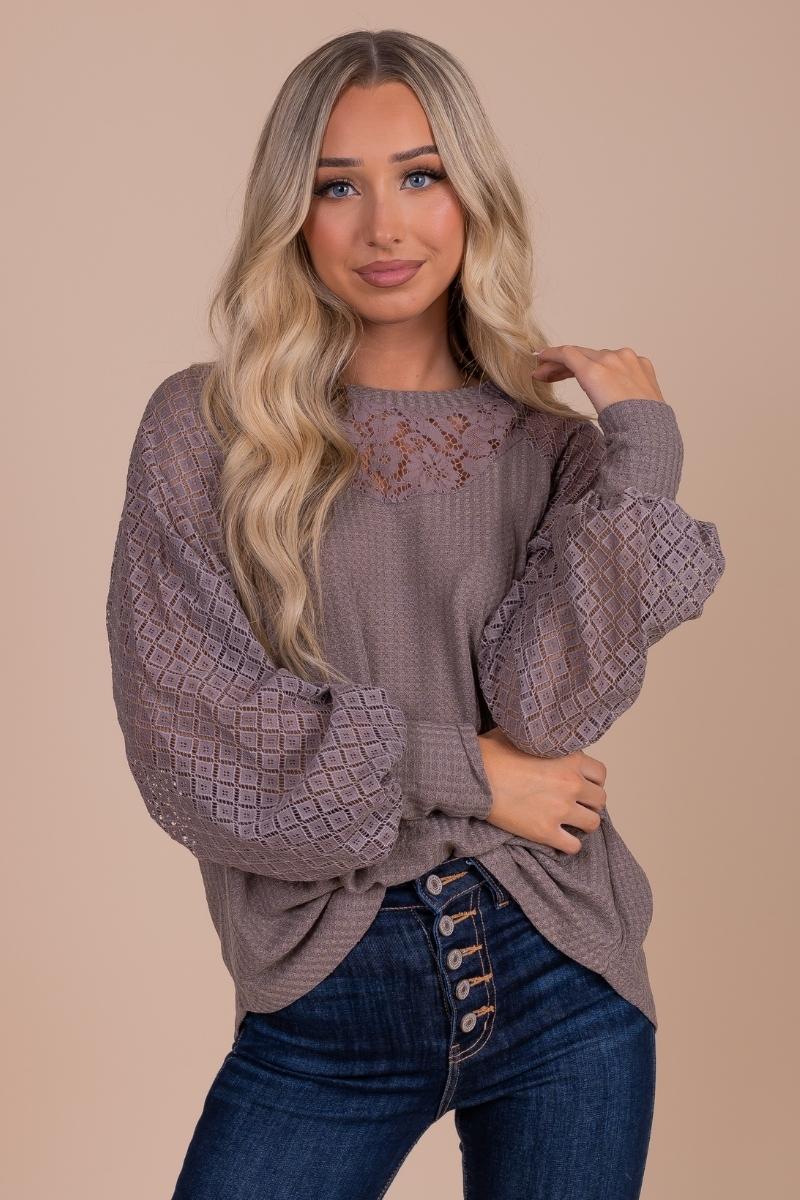 women's lace sleeve top