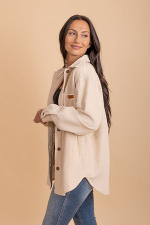 button up long sleeve collared fall jacket 