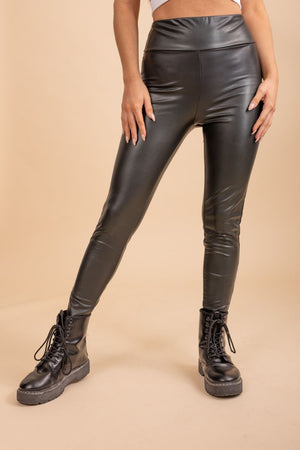 black high wasted leather pant