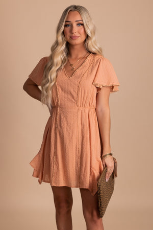 Orange Crochet Detailed Boutique Mini Dresses for Women  Edit alt text
