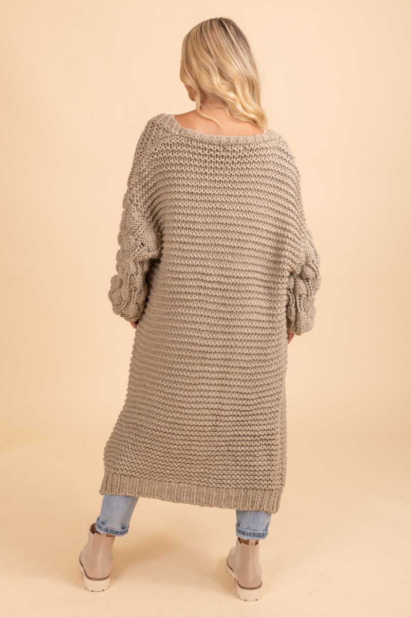 knit gray long sleeve cardigan