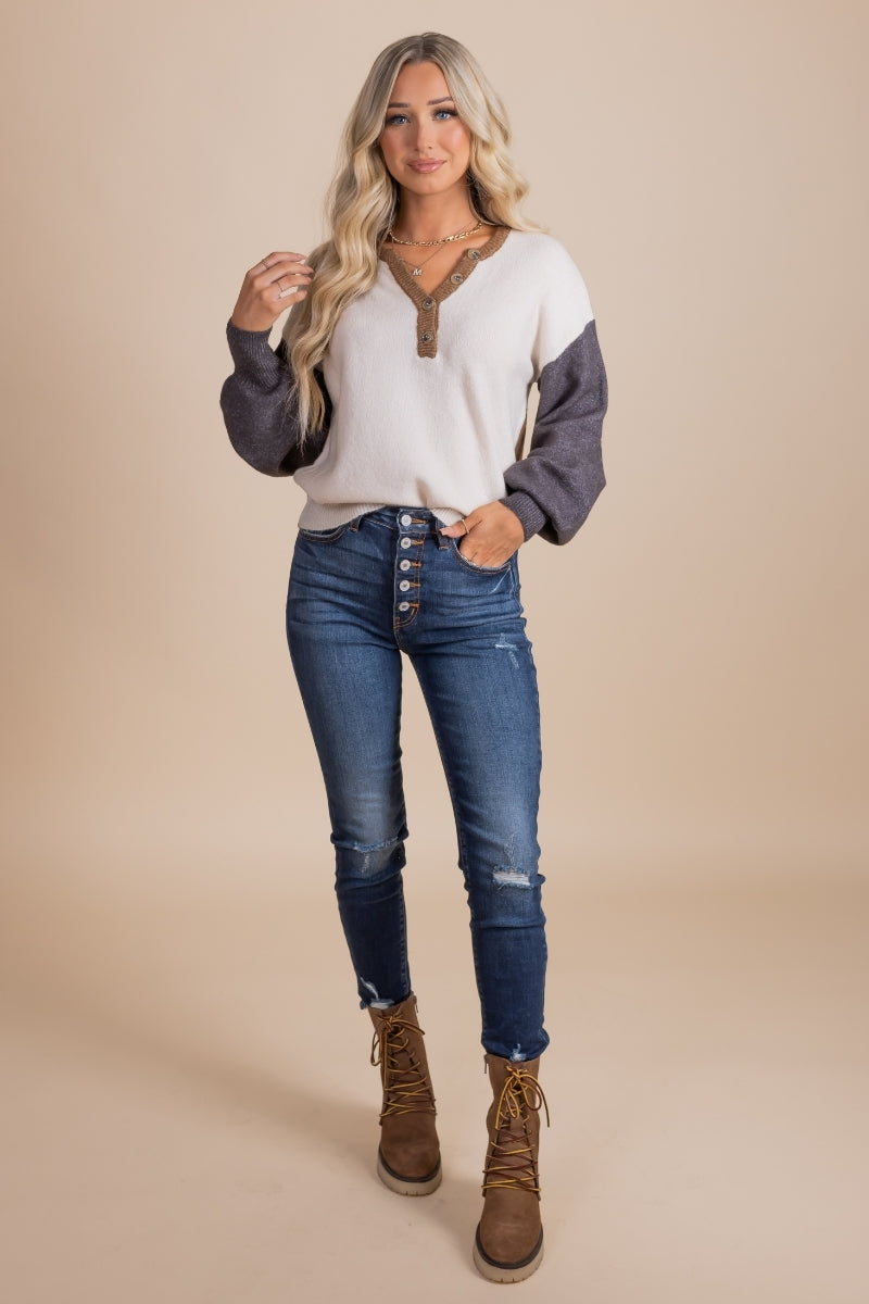women's long sleeve sweater for fall and winter