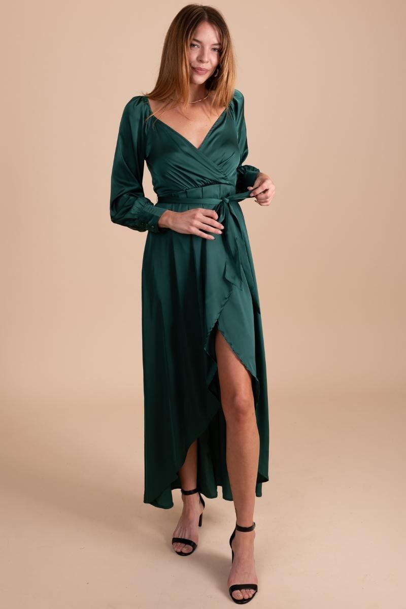 women's boutique dark emerald green maxi dress