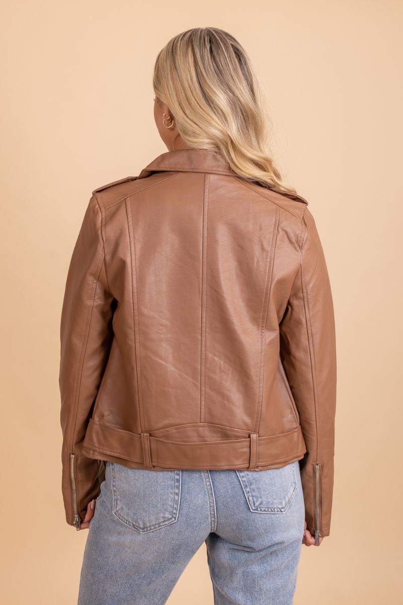 Long sleeve collared brown zip up jacket