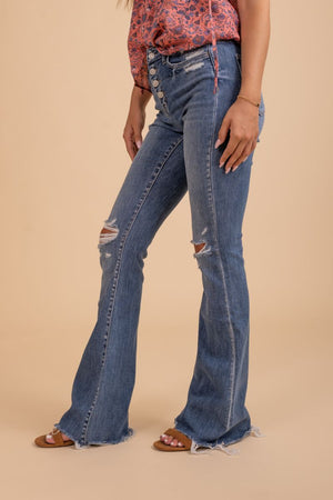 high wasted button up jeans for woman