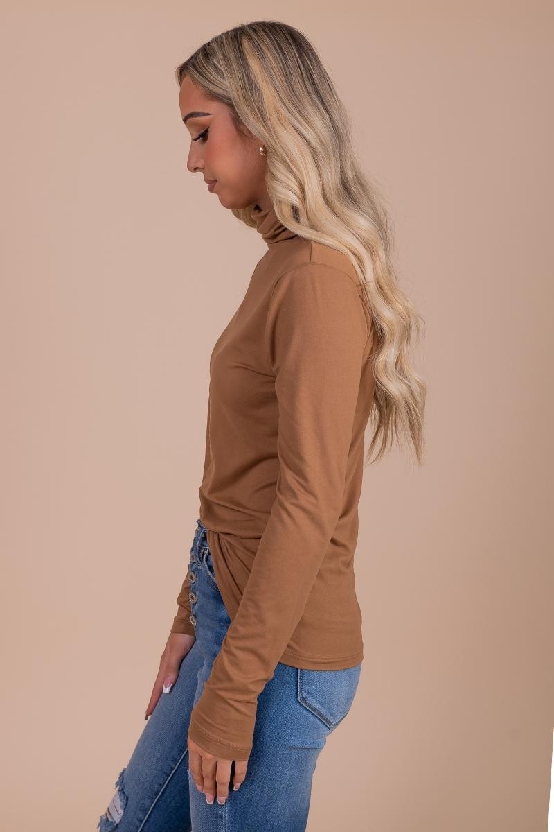 Long Sleeve Boutique Top in Brown  Edit alt text