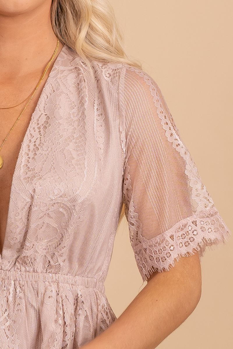 v neck short sleeve sheer lace maxi dress
