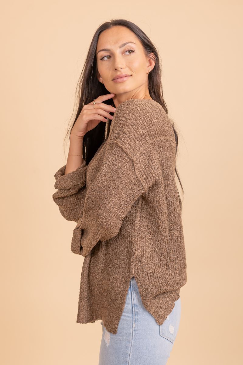 brown long sleeve oversized sweater