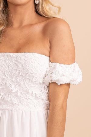 lace top off the shoulder maxi dress