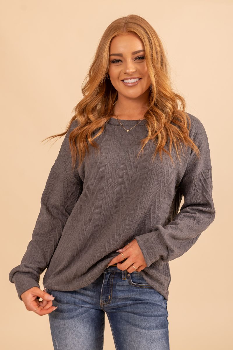 long sleeve gray sweater