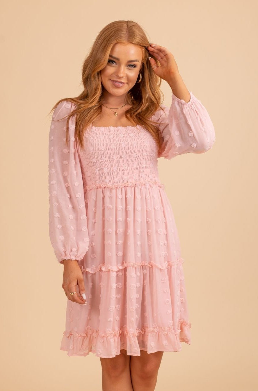 Pink long sleeve mini dress