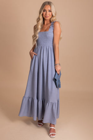 women's light blue maxi dress for summer or fall