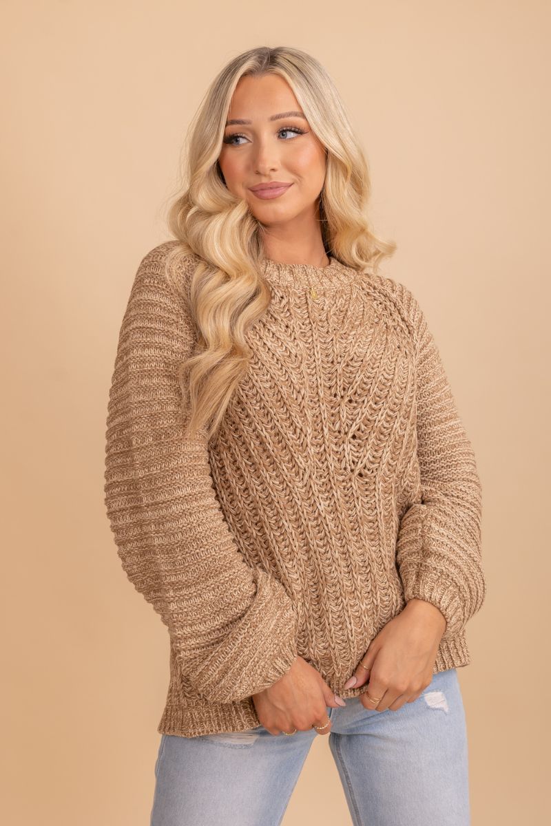 Brown long sleeve sweater knit top
