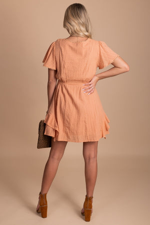 Women's Orange Ruffle Accented Boutique Mini Dress  Edit alt text