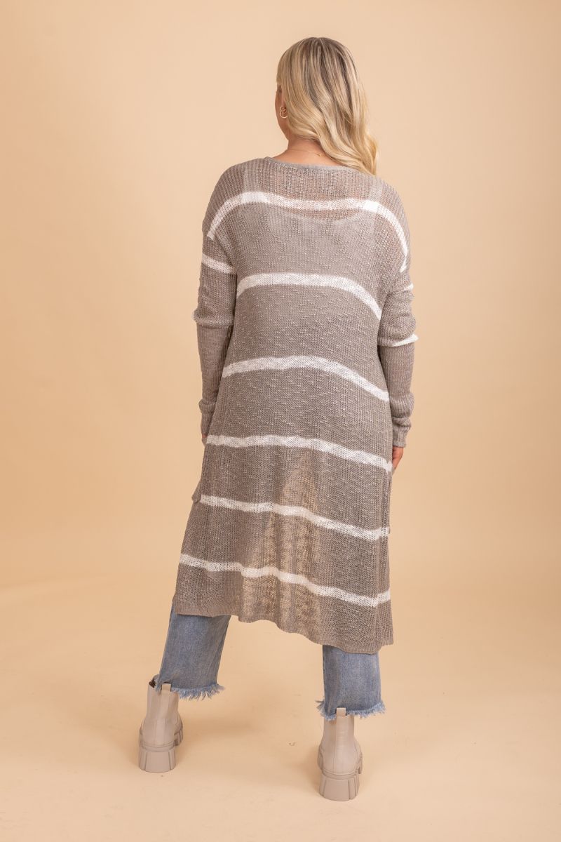 Womans striped long sleeve cardigan