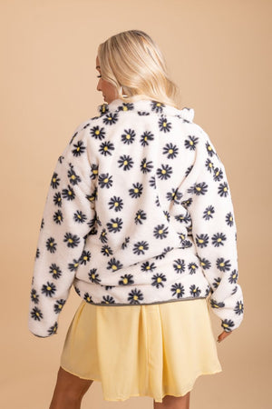 oversized long sleeve daisy print jacket