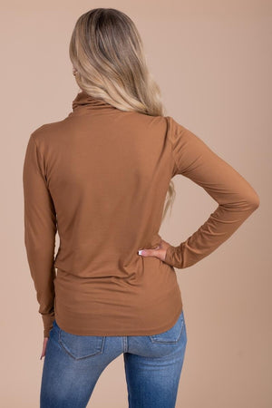 women's long sleeve turtleneck top for fall and winter