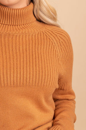 orange turtleneck comfortable fit sweater
