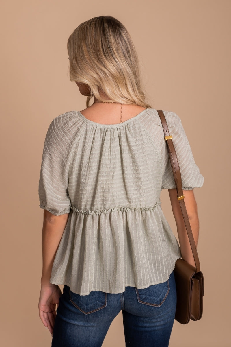 boutique peplum top for spring and fall