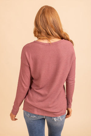 red long sleeve simple high quality top