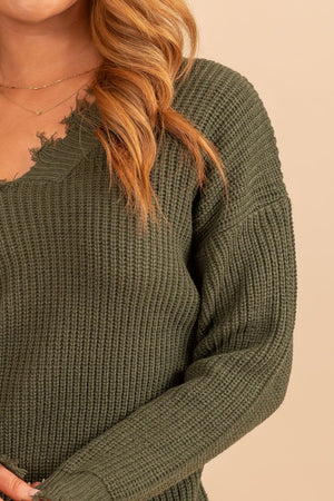 womans v neck long sleeve distressed sweater