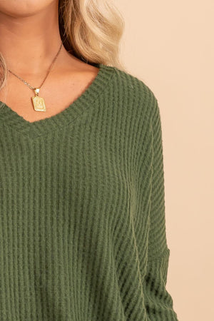 long sleeve v neck forest green sweater