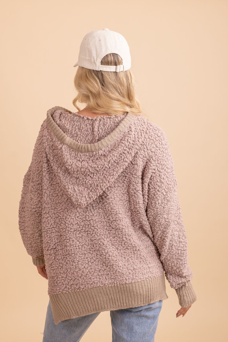 Popcorn sweater with hood sale