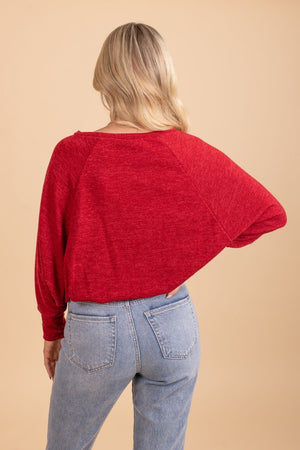 light weight cinched waist red top