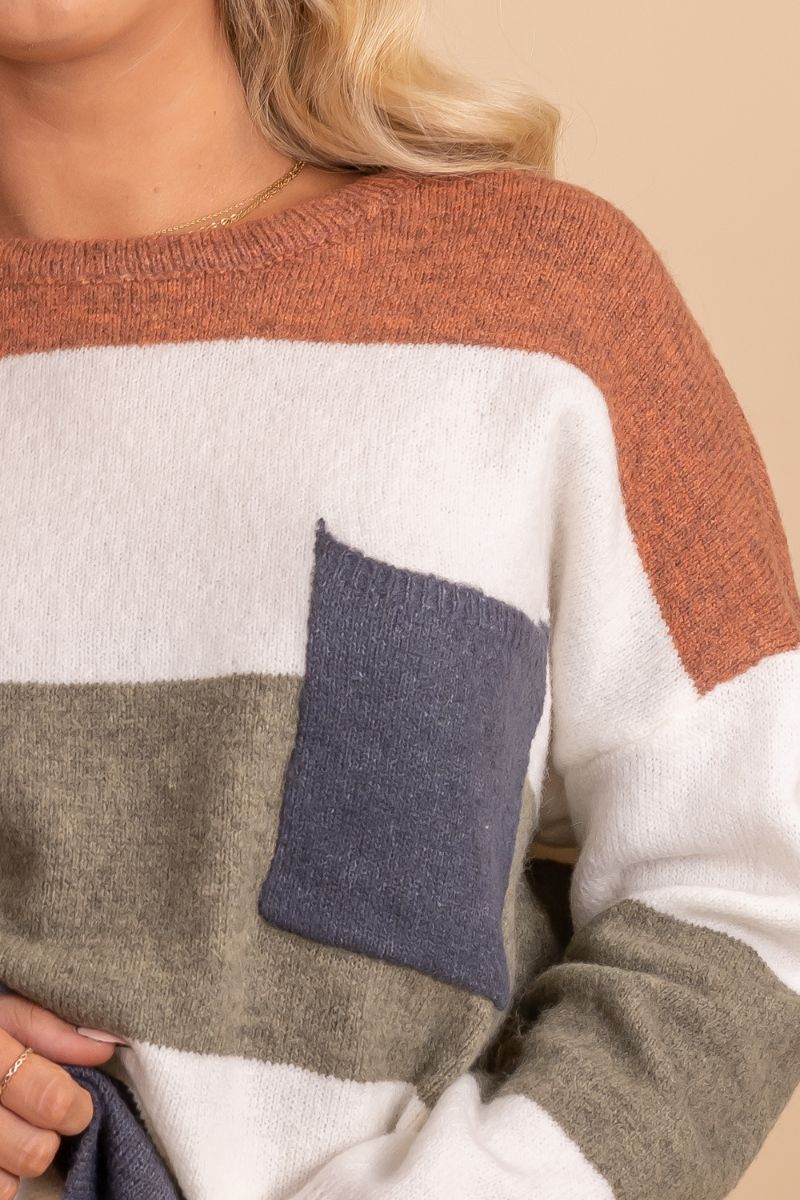 oversized front pocket long sleeve sweater